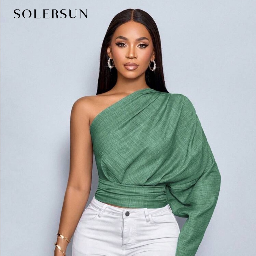 Green One-Shoulder Top